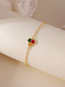 1 pieza Pulsera de acero inoxidable elegante de nicho de moda, brazalete minimalista de alta gama con incrustaciones de strass, adecuada para el uso diario de las mujeres - Multicolor - Ver 3