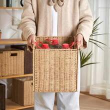 1pc Hand-Woven Storage Box Oriental Zen Wabi-Sabi Style Simple Solid Color Foldable Space-Saving Natural Material Storage Box Storage Basket Desktop TV Cabinet Wardrobe Storage Supplies - Multiple Colors - View 6