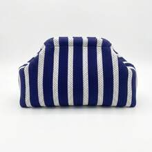 Hollow Blue And White Knitted Striped Clutch, Summer Beach Bag, Purses And Bags For Women, Makeup Bag, Handbag, Holiday Gift - Blue and White - View 6