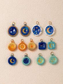 1pc Oil Painting Style Pendant, Minimalist Mysterious Style, 18K Gold Plated, 316 Stainless Steel Material, Suitable For DIY Bags, Bracelets, Waist Ropes And Other Decorative Accessories, Women's Daily Jewelry Suitable For Daily Outings, Beach, Concerts, Dates And Other Occasions - Multicolor - View 2