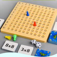 Juego de mesa divertido de tabla de multiplicar 9x9, con ranuras para tarjetas, tarjetas de preguntas, dados, tablero de operaciones, herramienta de enseñanza de matemáticas, adecuado para enseñanza en el aula, educación temprana padres-hijos, competencia en el recreo, regalo y juguete educativo interactivo de doble uso para iluminación matemática en el hogar - Multicolor - Ver 9