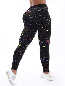 Spring Summer Casual Women Elastic Black Tight Pant With Polka Dot Print Home Lifting Buttocks Leggings Outdoor Vacation Walking Fitness Cropped Pants - Multicolor - View 59