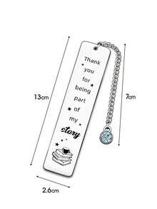 Stainless Steel Bookmark, "Thank You For Being Part Of My Story" Engraved Metal Bookmark With Book Charm Chain, Teacher Appreciation Gift - Multicolor - View 9