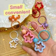 2/4/6 Mixed Color Star Bell Keychain, DIY Cute Candy Color Bag, Keychain Accessories Pendant, Handmade Perler Bead Accessories, Multiple Colors Available - View 5