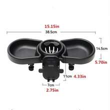 Universal Baby Stroller Tray With Phone Holder, 4-In-1 Cup Holder And Storage Organizer, Rotatable, Suitable For Wheelchairs - Black - View 7