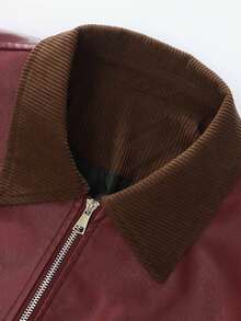 American Style Men's Jacket, Versatile Motorcycle Outerwear For Autumn/Winter - Burgundy - View 7