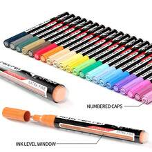 22 Colores Marcadores Acrílicos, Juego de Marcadores Coloridos, Secado Rápido, Resistente a la Decoloración, Perfecto para Pintura, Ilustración, Artesanía - Multicolor - Ver 5