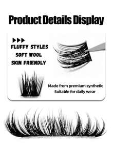 Sibeuna 100pcs Fluffy Soft Cluster False Eyelashes, Reusable & Durable, Create Natural Makeup Look, Comfortable DIY Eyelash Extension - D - View 3