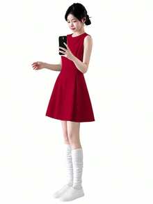 Women Long Dresses - Red - View 1