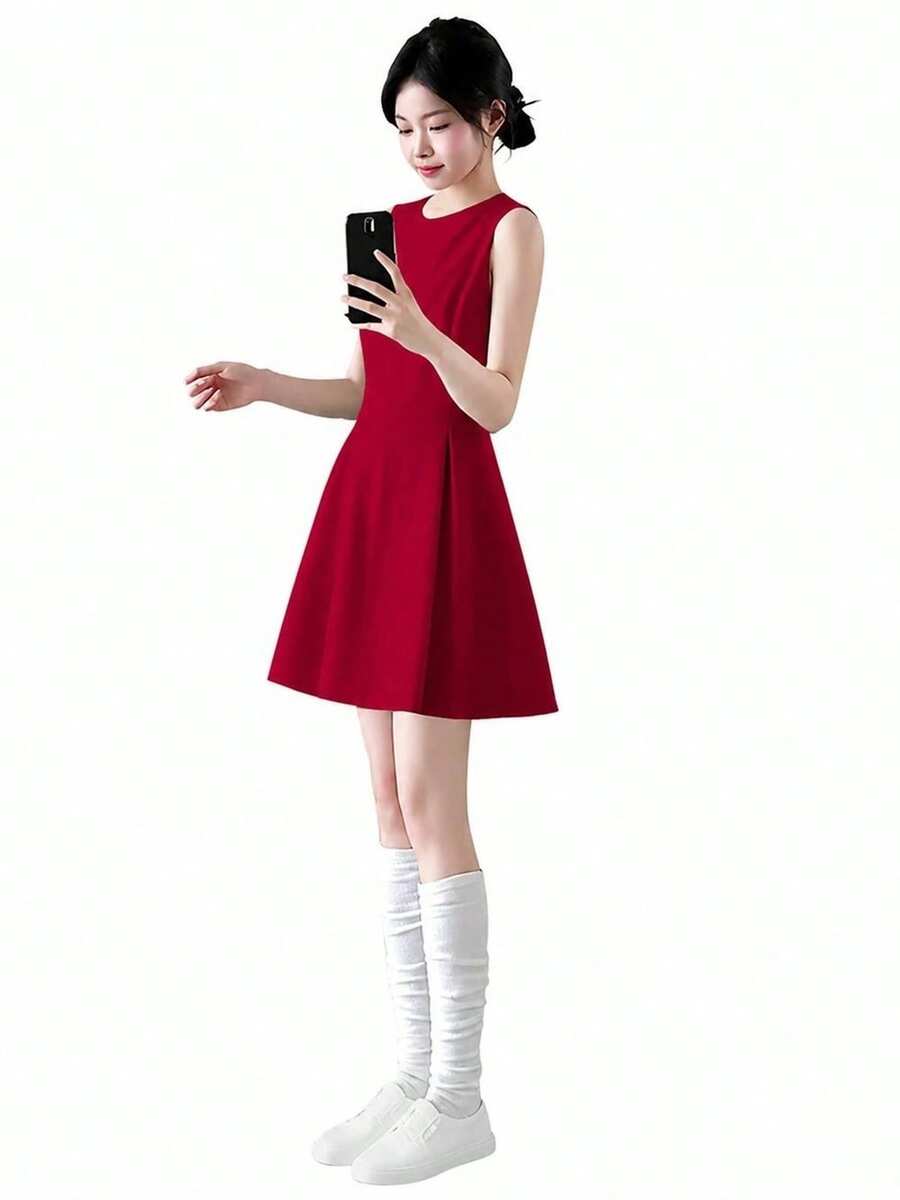 Women Long Dresses - Red - View 1