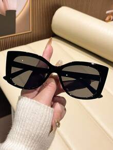 1 Pair Fashion Y2K Round Frame Cute Retro Sports Fashion Glasses, Suitable For Women's Daily Wear, Beach Accessory - Black - View 2