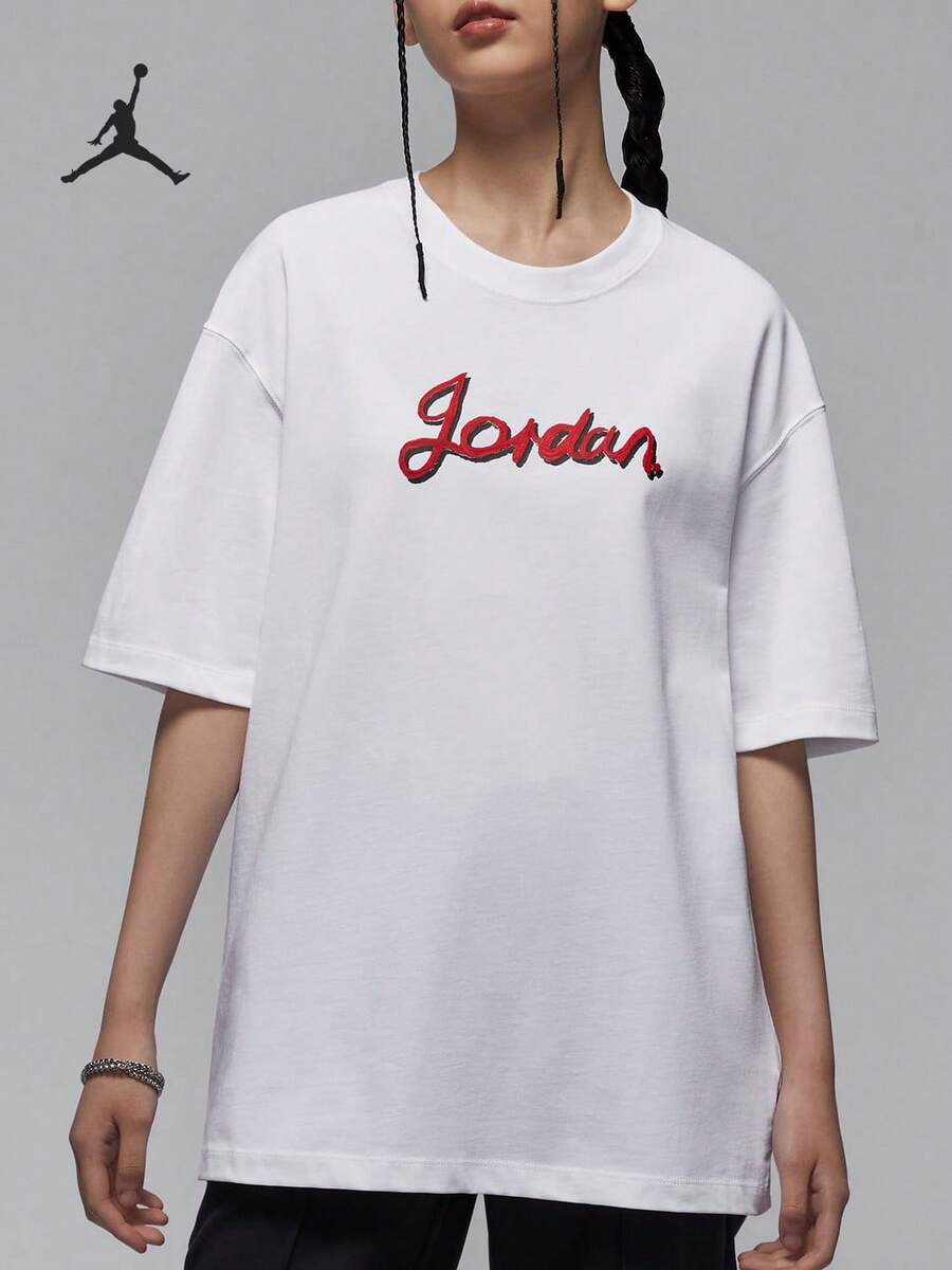Nike/Jordan Authentic Women's Loose Print Breathable Casual Short Sleeve T-Shirt HQ3676-100 - HQ3676-100 - View 1