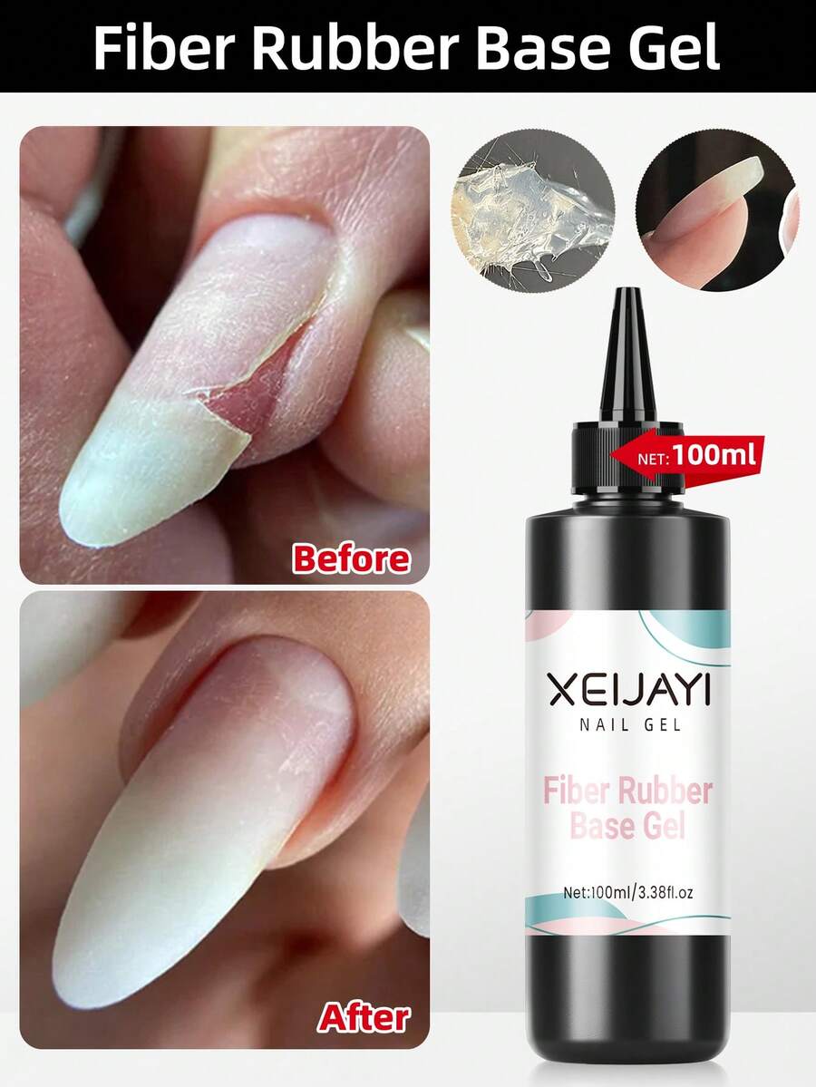 XEIJAYI 1pc 100ml Fiber Repair Gel For Broken Nails, Transparent Nail Repair Gel, Gel Strengthener For Thin And Brittle Nails