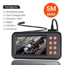 1 buah Endoskop Industri Definisi Tinggi Layar IPS 4,3 Inci Probe 8mm Kamera Inspeksi Pipa Otomotif - lensa tunggal 8mm - View 8