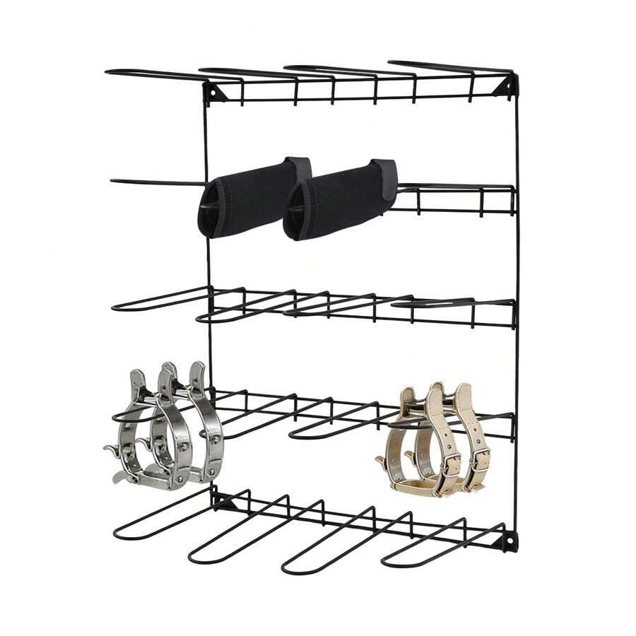 Stable Tool Storage Rack Stable Tack Storage Rack Wall-Mounted Stable Tool Storage Rack - Black - View 1