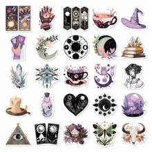 50Pcs Witch Aesthetic Stickers, Mystical Tarot Crystal Raven Decals, Retro Gothic Watercolor Vinyl Stickers, Suitable For Diary, Phone Case, Laptop, Dark Academia Style Gift, Kindle Stickers, Scrapbook Supplies, Journaling Supplies, Desk Accessories - A - View 8