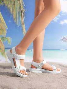 Womens Sandals Lightweight Hiking Sandals Comfort Athletic Quick-Drying Walking Water Sandals Hook Loop Soft Sole For Beach Vacation Adventure - 白色 - 查看 4