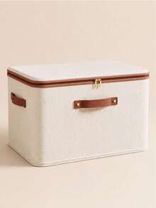 Linen Fabric Storage Boxes With Zipper Lid, Foldable Closet Storage Containers For Bedding, Clothes, Towels And Toys - Multicolor - View 6