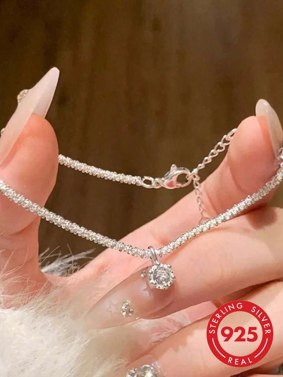 1件浪漫 S925 純銀星空手鍊，精緻珠寶，送給女性的禮物，女友禮物，女性精緻珠寶