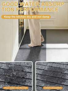 1 pieza Alfombra de pasillo con respaldo de goma, alfombra de área antideslizante lavable para interiores/exteriores para entrada y balcón - Gris - Ver 11