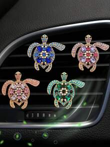 1 pieza/2 piezas Decoración de Tortuga Marina de Aleación con Cristales de Colores para Rejilla de Ventilación del Coche, Accesorios de Decoración para Salida de Aire del Interior del Coche, Ornamento del Interior del Coche - A - Ver 1