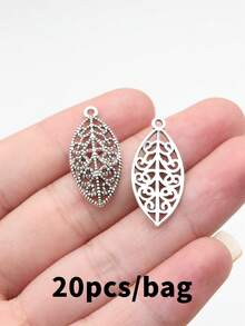20 buah liontin daun ukuran 27x12mm untuk pembuatan perhiasan DIY, kalung, gantungan kunci, rantai ponsel, gelang, aksesoris pembuatan kerajinan tangan. - Daun-daun - View 9