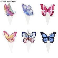 35pcs/24pcs/1pc Purple Butterfly Happy Birthday Cake Cupcake Topper With Ribbon Set, Girls Birthday Party Cake Decoration - Multicolor - View 11