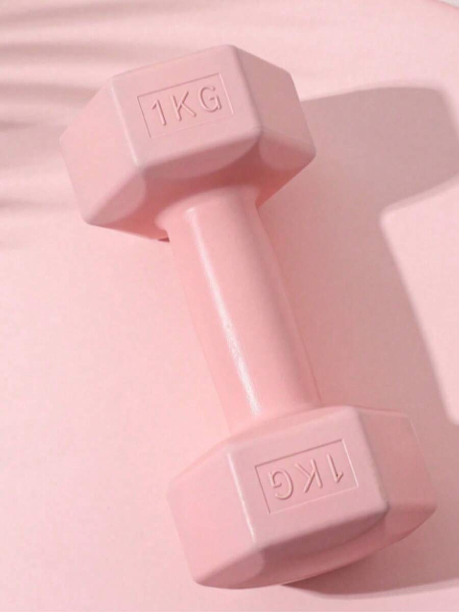 1件裝多色六角形沙填充啞鈴 1KG,健身減重/瑜珈/居家訓練 - 粉色 - 查看 1