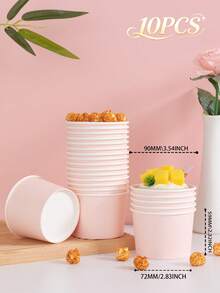 10pcs/25pcs Disposable Solid Color Paper Bowl Set, Light Pink Disposable Paper Bowls, Boxed, Birthday Tableware, Family Gathering, Picnic, Restaurant, Takeout, Party Events - Paper Bowls - Baby Pink - View 7