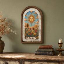 1/3pcs Rustic Style Celestial Sun Moon Star Arch Wooden Wall Hanging Decor, Suitable For Bedroom, Living Room, Meditation Space, Vintage Design, Create Home Atmosphere Decoration, 2D - Wooden Ornaments - View 5