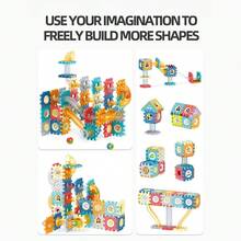 Large Size Interlocking Pull-Out Block Building Toys, Children's Assembly Plastic House Educational Toy; Slide Ball Block Children's Assembly Maze Slide Marble Educational Gift Box Toy - Multicolor - View 2