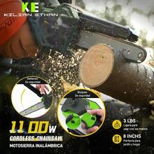 Kiln Ethan 8-Inch Cordless Mini Chainsaw With 2 Batteries And Complete Garden Pruning Kit - Green - View 3