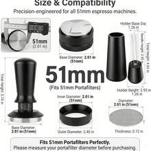 5pcs 51/53/58mm Espresso Accessories Set: Espresso Tamper, WDT Tool, Coffee Distributor, Puck Screen And Dosing Funnel, Suitable For 51mm Coffee Machine And Portafilter - Black - View 9