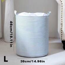 1pc Fresh Striped Clothing Storage Basket, Dirty Laundry Basket, Miscellaneous Storage Basket, Available In 3 Sizes (Large, Medium, Small), Suitable For Storing Clothes And Miscellaneous Items, For Dormitory, Bathroom, Bedroom And Other Scenes. - Green Horizontal Stripes - View 5