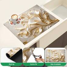 1pc 3D Floral Pattern Diatomaceous Earth Drying Mat, Non-Slip Heat-Resistant Absorbent Mat, Suitable For Kitchen Countertop, Coffee Machine, Tableware, Home Cafe Bar Party Decoration Placemat Gift - Multicolor - View 7