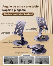 GAMAXIMA Soporte para Celular, Universal Escritorio Soporte Ajustable, Portátil Soporte Celular Plegable Giratorio de 360 °   Multiángulo con Base de Metal Antideslizante, para,, Púrpura - Morado - Ver 7