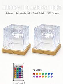 1pc Square Aurora Projector Light, Remote Control RGB LED Atmosphere Lamp, Suitable For Bedroom Living Room Decoration, Home Theater And Atmosphere Room Creation, Party And Gaming Room Atmosphere, Color Changing Atmosphere Light, Home Party, Essential For Couples Room - Aurora - View 14