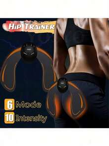 EMS Hip Muscle Stimulator Fitness Lifting Buttock Abdominal Arms Legs Body Massage With Gel Pads - Black - View 3