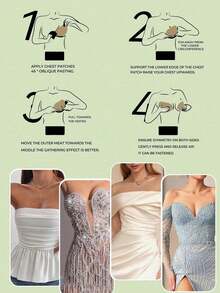 2 Pairs Gathered Invisible Breast Pasties Nipple Covers,Self-Adhesive Strapless Mango-Shaped Bra,Invisible Bra, Suitable For Dresses And Wedding Gowns - Multicolor - View 9