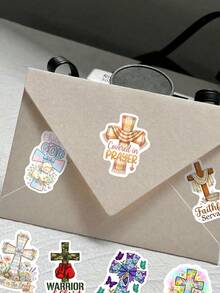 50PCS Christian Faith Cross Stickers, Inspirational Bible Verse Decals For Planner, Notebook, Phone Case & Faith-Themed Crafts - Multicolor - View 4