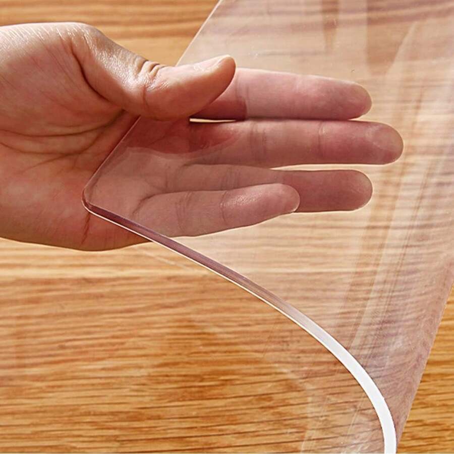 Multisize Clear PVC Table Cover Protector Water Resistant Plastic Rectangular Vinyl Non-Slip Desk Pad For Coffee Table/Writing Desk - Transparent - View 1