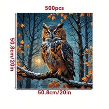500pcs Adult Mini Jigsaw Puzzle Box - Precision Cut, Challenging Difficulty For Adults, Scratch-Resistant Material. Featuring Moonlit Forest Owl Theme, Suitable For Family Entertainment, DIY Decor, Art Collection, Halloween And Christmas Gift, Brain Challenge, Immersive Art Experience, Home Decor Or Gift For Friends And Family, Combining Fun And Quality. - Multicolor - View 3