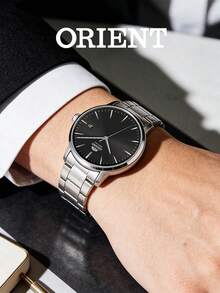 Orient Men's Classic Automatic Mechanical Watch, Black Dial, Stainless Steel Bracelet, 100m Water Resistant, Transparent Case Back, RA-AC0E01B10B - Silver - View 3