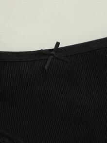 5件組女款蕾絲拼接舒適透氣蝴蝶結裝飾內褲套裝，柔軟彈性日常休閒內衣 - 彩色 - 查看 7