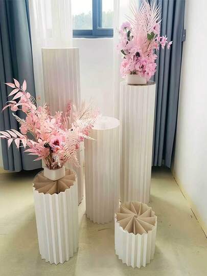 1 Set Elegante Columna Romana de Cartón, Decoración de Pastel de Boda para Mesa de Postres, Soporte de Exhibición de Pasteles Cilíndrico Plegable para Fiesta de Cumpleaños, Adecuado para Centro Comercial, Fiesta y Otras Múltiples Escenas, Columna Romana de Papel, Crea Fácilmente un Estilo de Moda de Alta Gama, Opción Ideal para Navidad, Boda, Año Nuevo, Día de San Valentín y Eventos de Fiesta, Productos para el Hogar