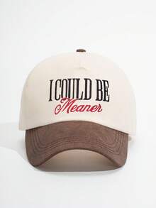 1 pièce Casquette de camionneur pour femmes I COULD BE MEANER, Casquette de baseball avec broderie de lettres personnalisées, Casquette de mode de rue à 5 panneaux, Casquette décontractée de protection solaire pour l'extérieur, Voyage printemps/automne, Vacances à la plage - Multicolore - Voir 5