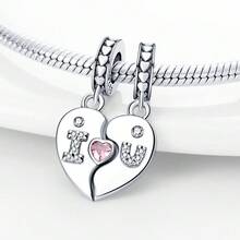 1 pièce pendentif en argent sterling S925 blanc phosphorescent, rose, aile, étoile, lune, ange, nœud, flèche, cœur, LOVE, compagnon, patte mignonne, pied, feu, énergie, convient pour bracelet original, collier, porte-clés, fabrication de pendentif DIY, cadeau pour femme, convient pour anniversaire, fête, cadeau de vacances - Rose bonbon - Voir 2