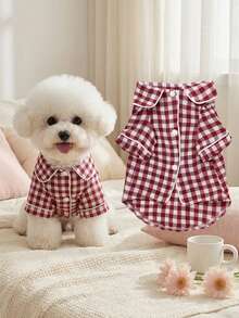Red And White Plaid Lightweight Breathable Comfortable Pet Home Wear, Suitable For Small Dogs Year-Round (Non-Stretch Fabric, Recommend Buying 1-2 Sizes Larger; Medium And Large Dogs Please Choose Carefully) - Red - View 13