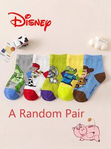 Disney 10/5/1雙正版迪士尼兒童襪，圖案嬰兒幼兒中筒襪，卡通設計，時尚可愛嬰兒襪，適合秋冬 - 彩色 - 查看 12