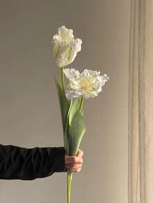 1Pc Artificial Parrot Tulip, 25 Inch Real Touch Silk Faux Tulip Flower Stem, Fake Flower For Vase Arrangement, Home Kitchen Wedding Bouquet Decor, Mother's Day Gift - Multicolor - View 4